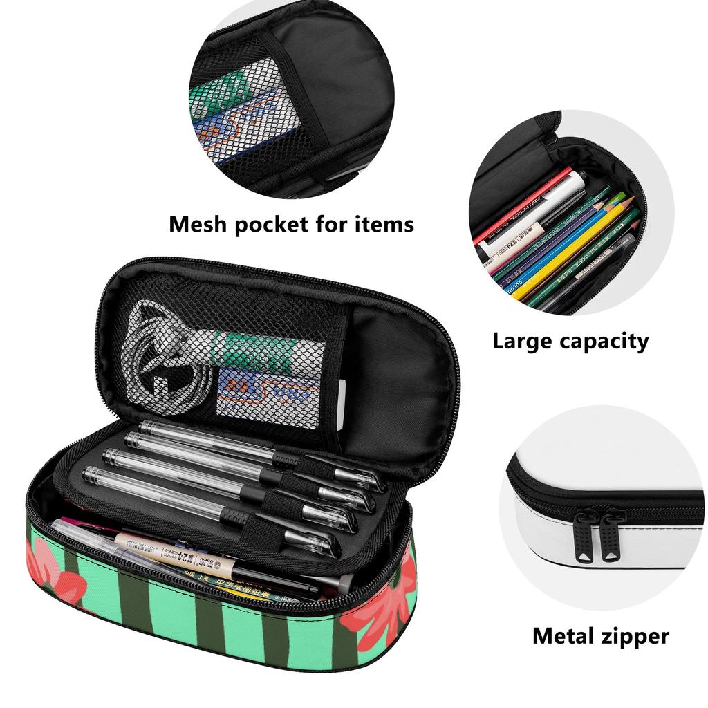 Pen Case 300D Polyester Large Capacity Zipper Closure with Mesh Pocket Removable Divider and Pen Slots for College and School Use