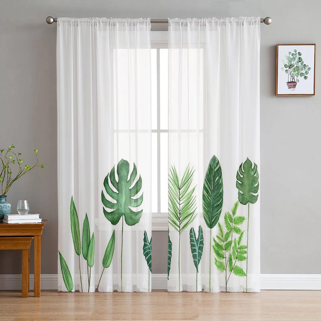 Tropical Plant Decoration Sheer Curtains Window Curtains For Living Room Bedroom Blinds Kids Room Home Decor