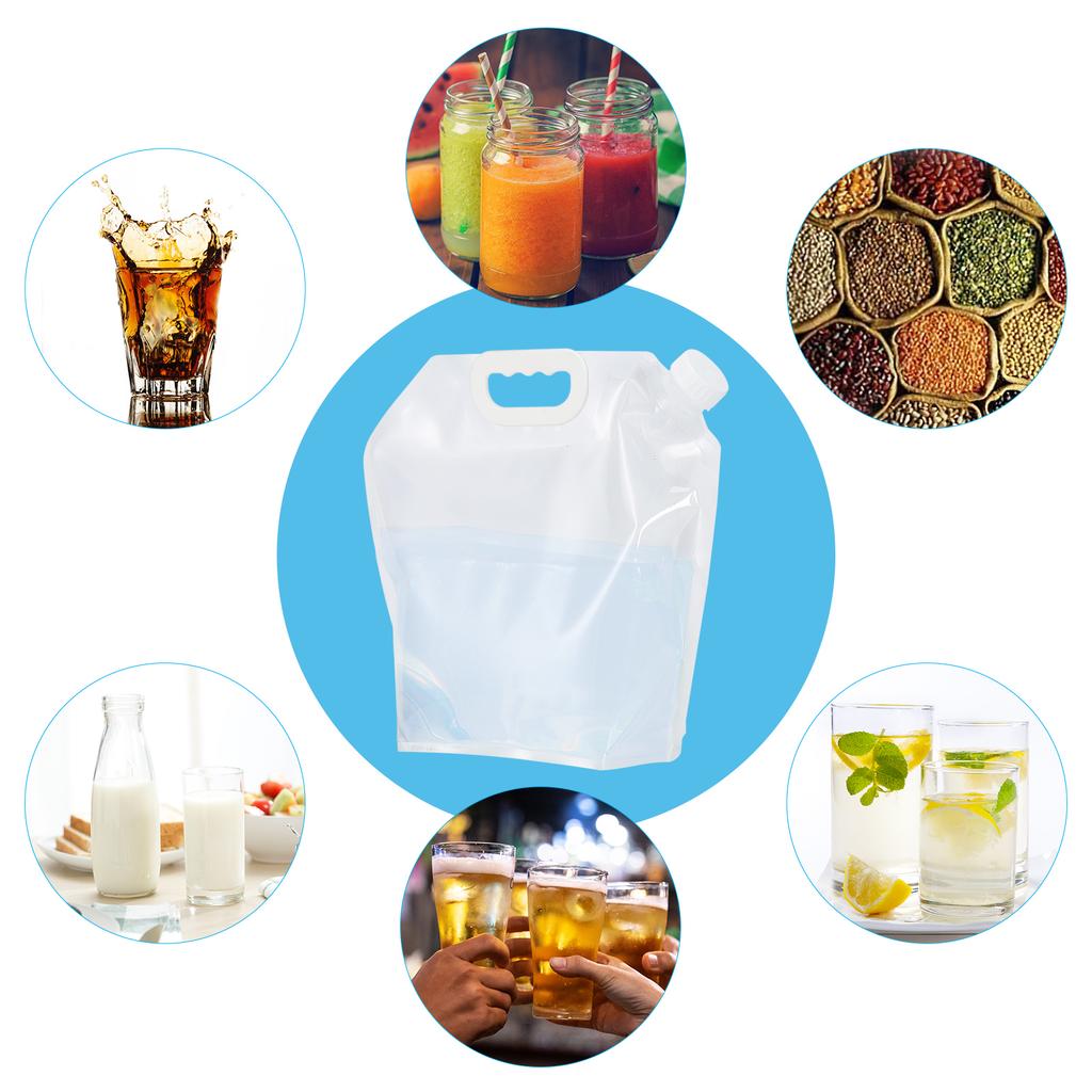 5L Portable Water Bag Reusable Foldable Emergency Water Canister With Lid + Handle For Camping Hiking Travel