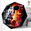 Disney Mickey Mouse,Butterfly,Flowers Manual Opening and Closing Umbrella, 8-Rib Reinforced Folding Design, Lightweight