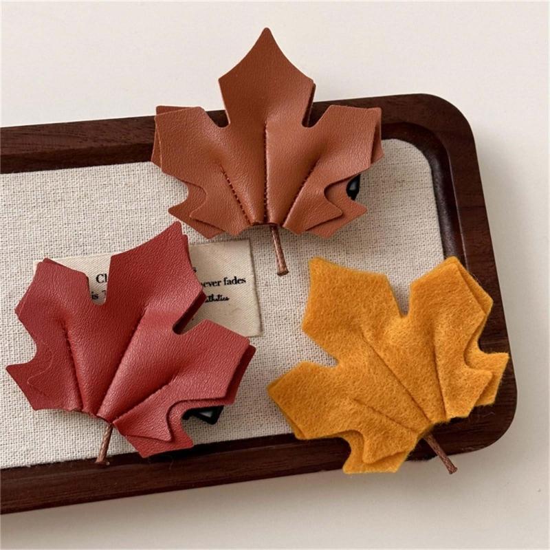 Sophisticated Maple Leaf Hair Clip Luxurious Leather Hairclip Antiskid Hairpin Natural Styles Hair Accessory