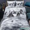Set da letto paesaggistico in stile cinese Set copripiumino con fiori di prugno con federa Biancheria da letto Singolo Matrimoniale King Size Set piumone