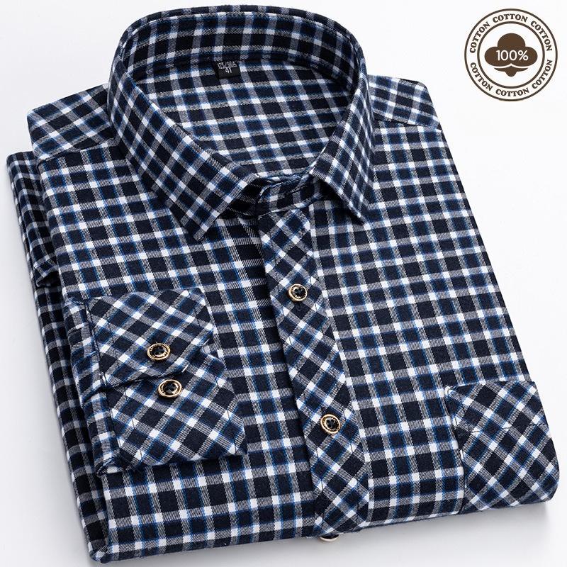 Flannel Shirt Jackets for Men Long Sleeve Regular Fit Button Down Work Shirts Outwear Men's Casual Plaid Heavyweight Cotton Shirt With Pockets