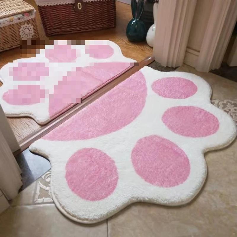 VIKAMA Cat S Paw Pattern Floor Mat Soft Children S Room Foot Mat Cartoon Bathroom Water Absorbent Floor Mat Home Decoration 50x80cm19.7x31.5in
