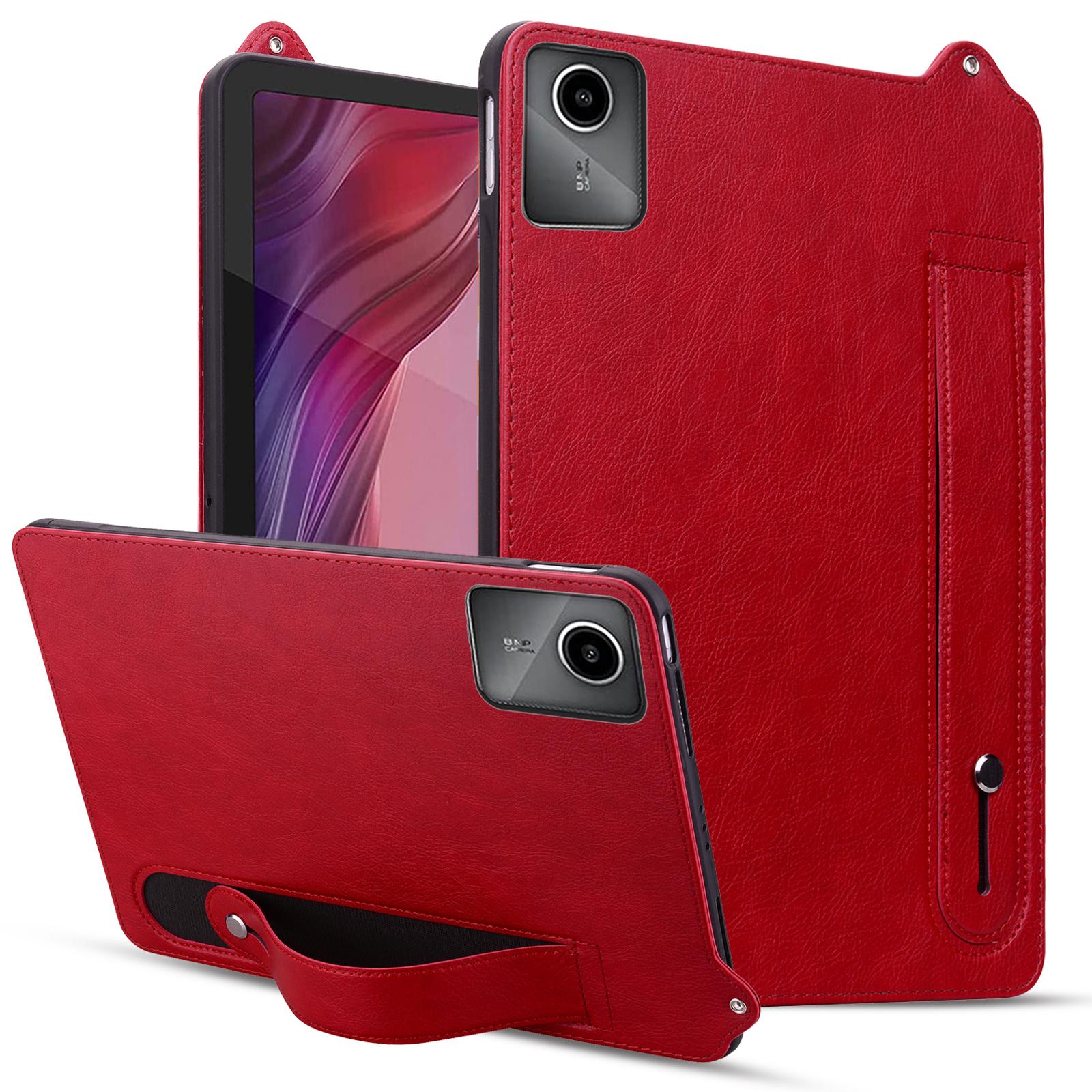 

For Lenovo Xiaoxin Pad 11 2025/Tab K11 Gen 2 TB336/Tab M11 Case Hand Strap Kickstand Leather Tablet Cover Red