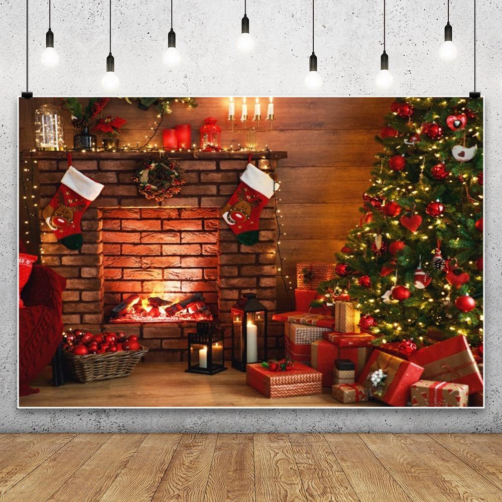Christmas Snow Barn Door Family Party Holiday Birthday Party Photography Background Hanging Cloth
