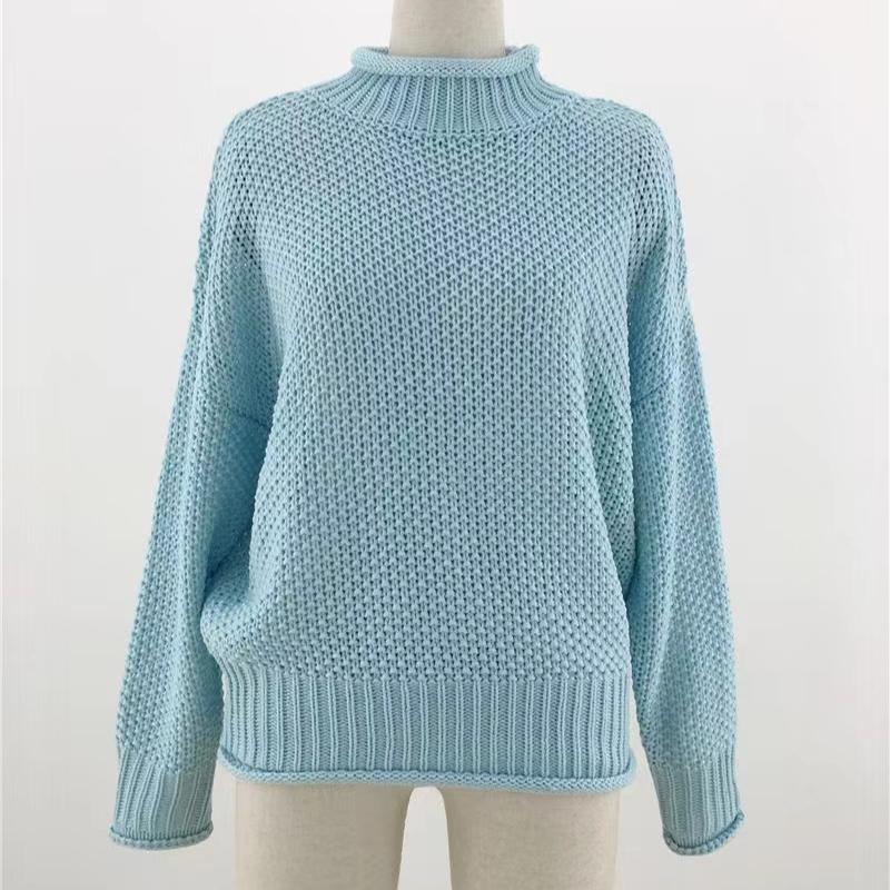 

IHUASU Женский осенне-зимний трикотаж, свободный, однотонный, большого размера, темпераментный, дорожный, с высоким воротом XL синий