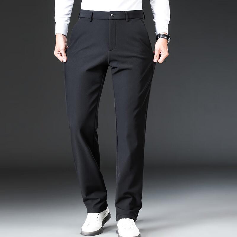Fengxun Men's Plush Lined Straight Leg Winter Pants