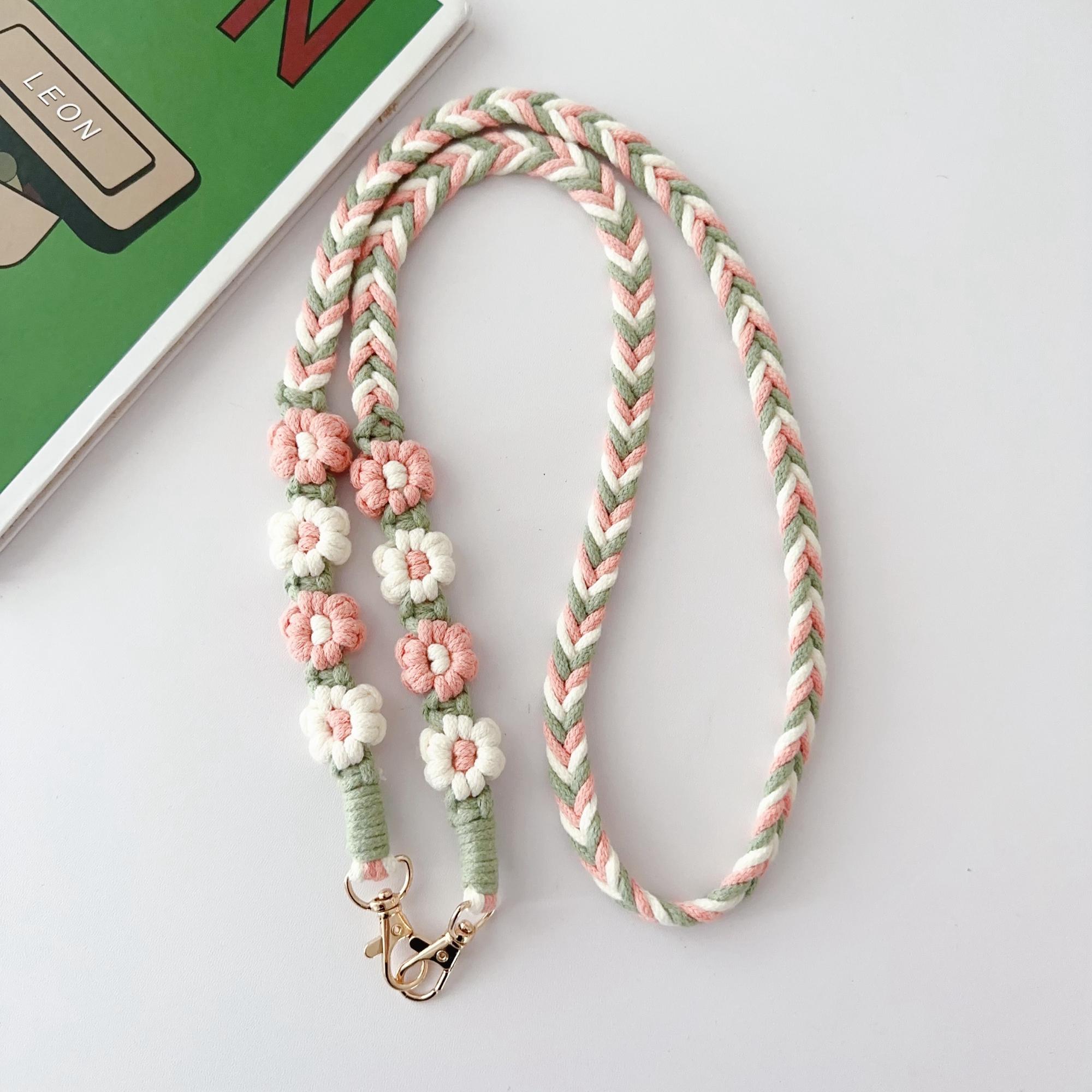 

Braided Phone Lanyard Cotton Rope Daisy Flower Phone Crossbody Strap,Length: 120cm (Not Adjustable) Style C