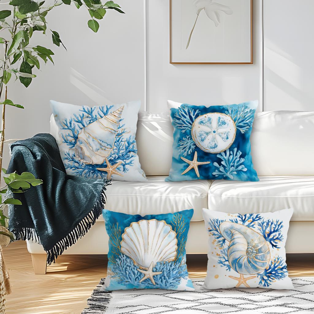 Shell Like Organisms Pillowcase Printed Polyester 40/45/50cm Throw Pillowcover Decorative Sofa Cushion Pillowslip Home Decor