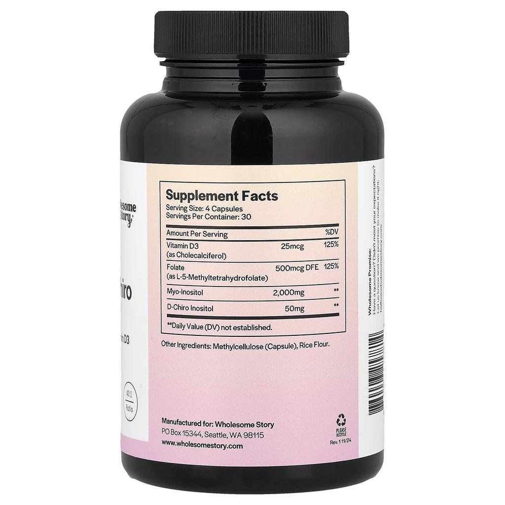 Mthf Folsäure + Vitamin D3 mit Myo- & D-Chiro-Inositol, 120 Gemüsekapseln