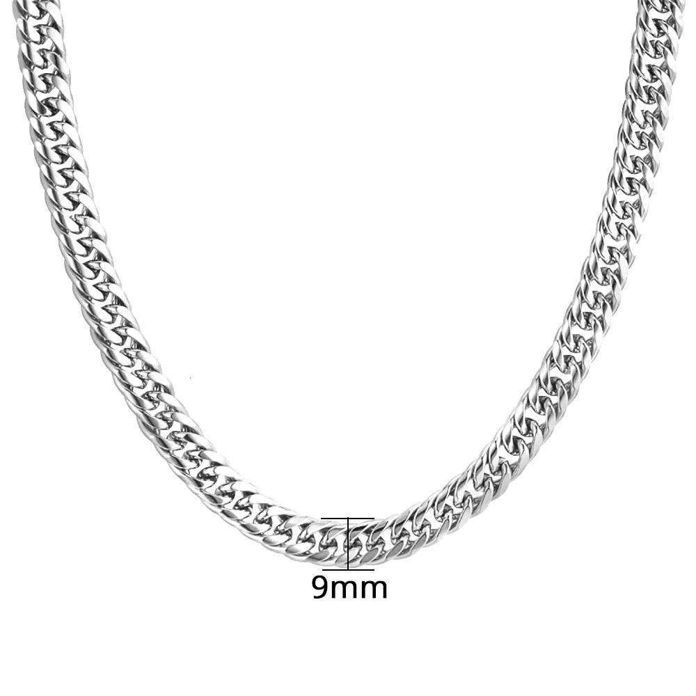 9MM Gold Plated Chunky Miami Cuban Link Chain Necklaces Hip Hop Thick Silver Color Stainless Steel Heavy Chains For Men Jewelry