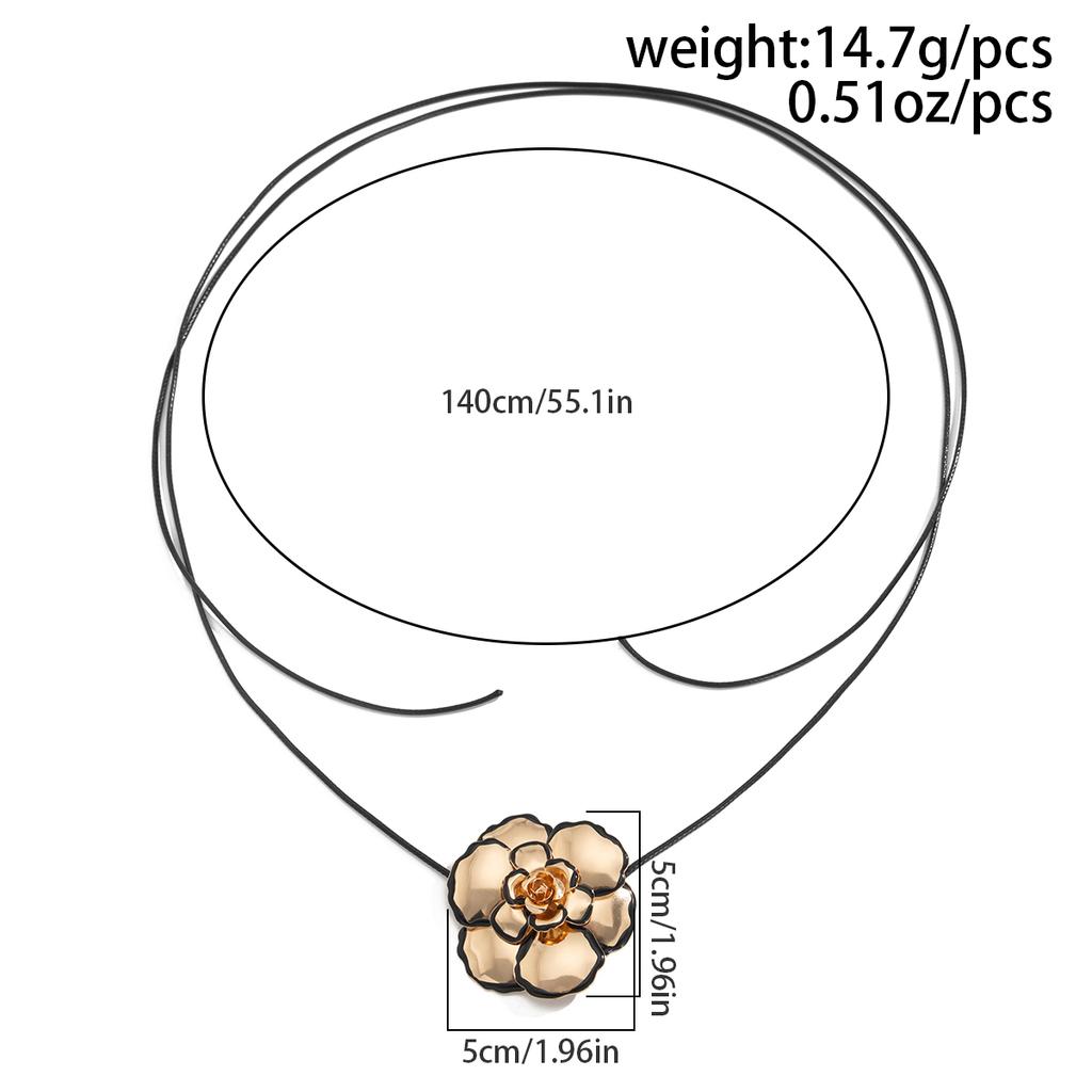 PuRui Gothic Unique Black Leather Wax Thread Adjustable Necklace Women Black Lace Dripping Oil Flower Pendant Banquet Zircon