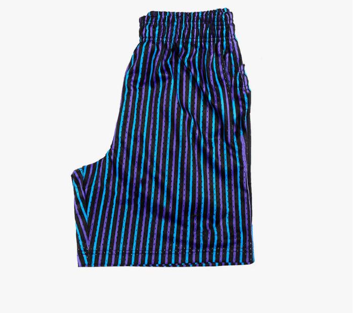 Trendy Men's Mesh Striped Sports Shorts: Below Knee Basketball and Running Shorts