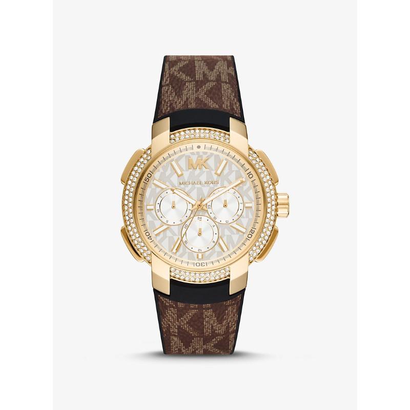 

Спортивные часы Michael Kors большого размера с паве, золотистого тона и логотипом MK6948 золотой
