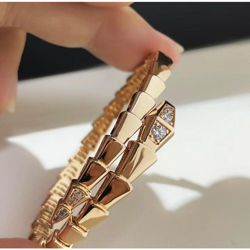 Head and Tail Snake Bone Open Bracelet Light Luxury Snake Head Stretch Stacking Bracelet