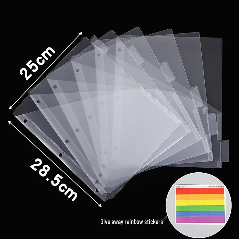 Colorful Refillable Loose-leaf Folder with 6 Classification Index Pages and 3-Hole Divider Pages, US Size