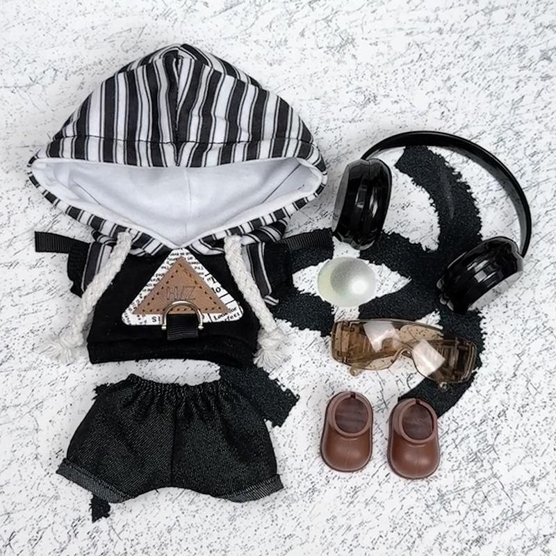 Pro 17cm Labubu Oblečení Módní Špionážní Set Kombinézy Vlněné Čepice 3.0 Labubu Oblečení Náhrdelníky Boty Sluchátka Panenky Doplňky Hračka