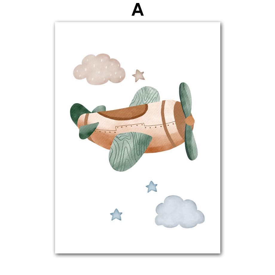 

Мультфильм Самолет Космический Корабль Гора Плакаты и Принты Холст Картина Скандинавские Детские Настенные Картины Детская Комната Домашний Декор 40X60cm No Frame