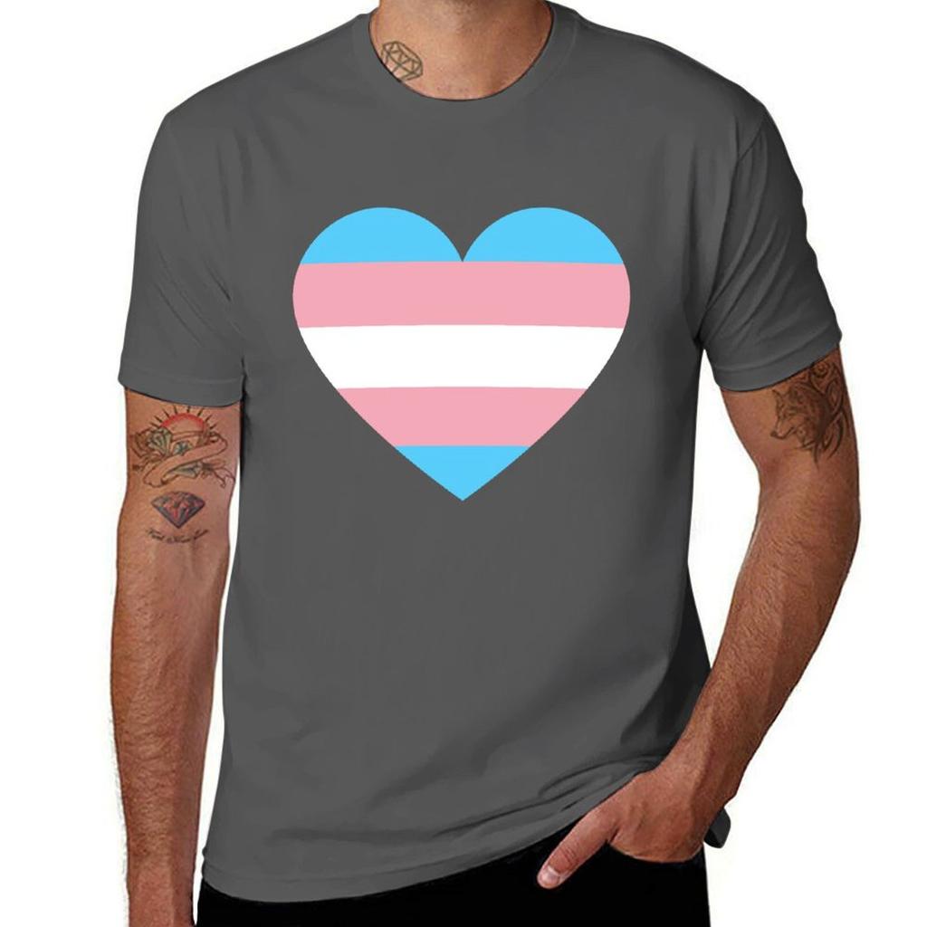 Transgender Pride Heart Tshirt Big Size Crew Neck Tshirt