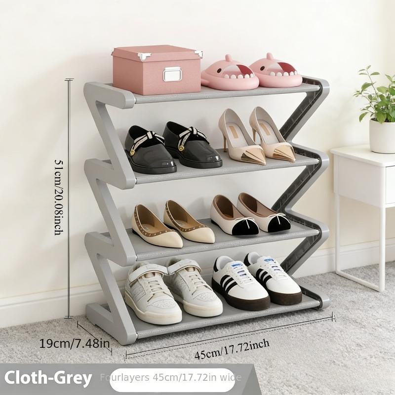 4-Tier  Z-Shaped Shoe Rack Floor-Mounted Storage Rack Living Room Bedroom Entryway Shoe Storage Organizer