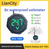 Waterproof Round DC Voltmeter LED Digital Display 4-100V Two-Wire Universal for Vehicle