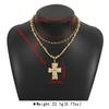 Tooxika Exaggerated Metal With Diamonds Cross Pendant Necklace Set Retro Literary Light Luxury Collarbone Chain