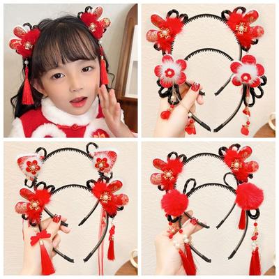 Tang Suit Chinese Style Headwear New Year Festive Hanfu Wig Headband Traditional Hanfu Hair Hoop