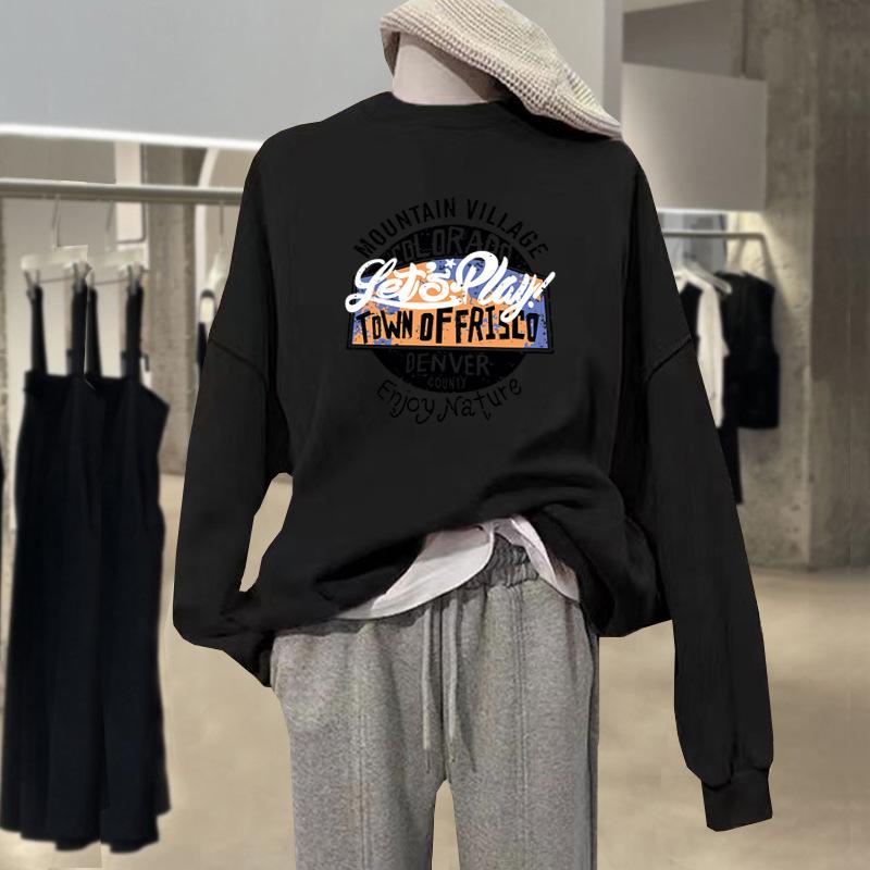 American retro pure cotton sweater girls spring and autumn 2025 new loose lazy wind piled thicker winter S