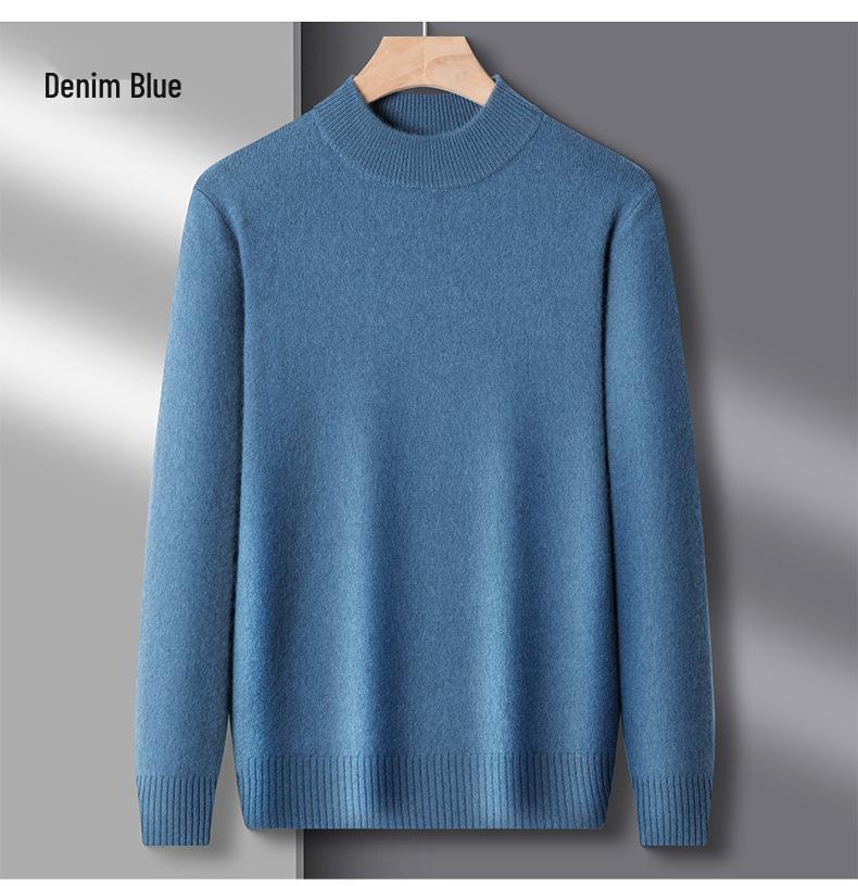 Men's Half-High Collar Thick Knit Sweater - Autumn/Winter Velvet Business Layer