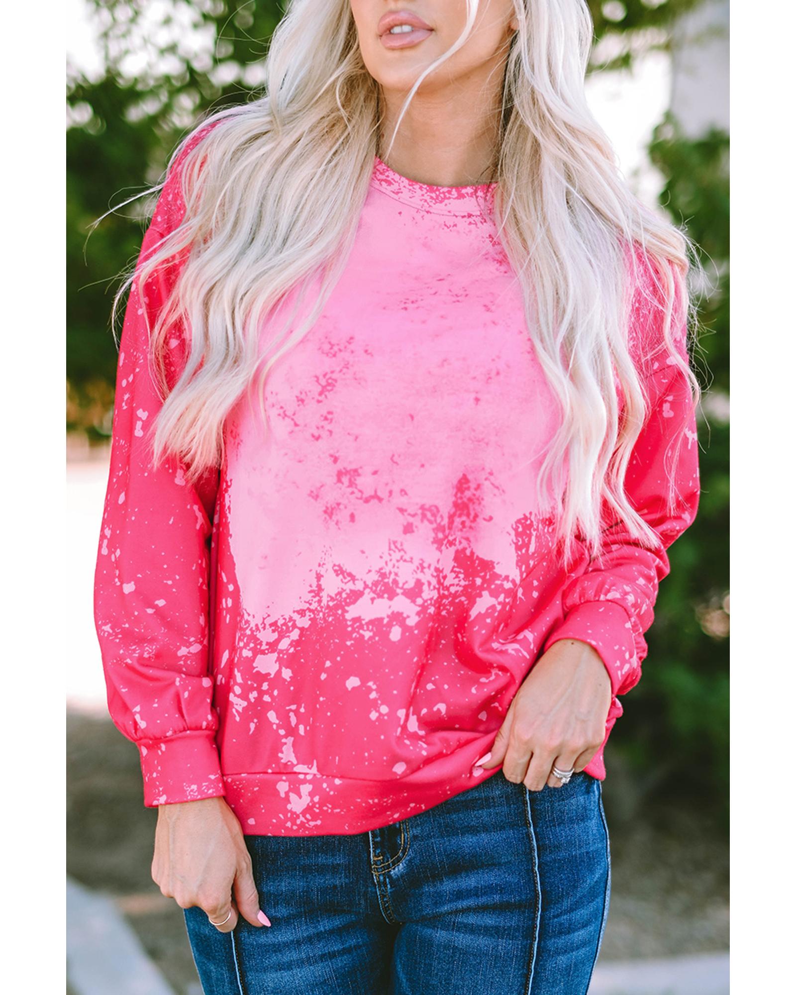 

Azura Exchange Long Sleeve Tie Dye Pullover Sweatshirt M Яскраво-рожевий