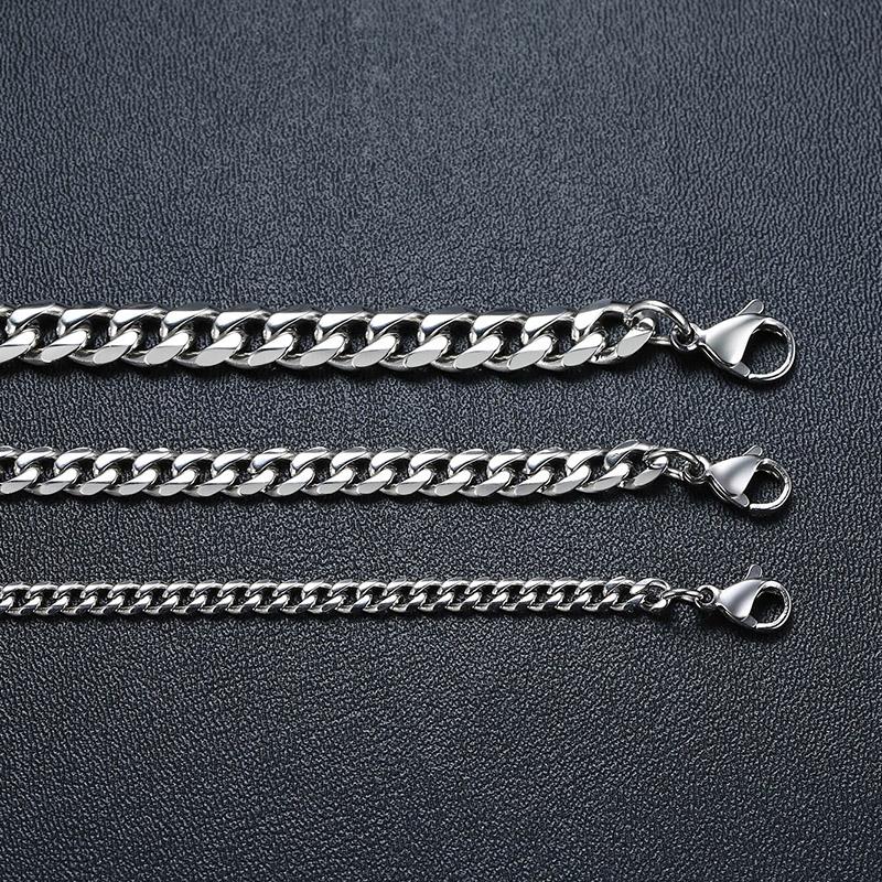 Vintage Chain Necklace for Men Boys,3/5/7mm Retro Grey Stainless Steel Collars,Rock Punk Antique Jewelry Gifts