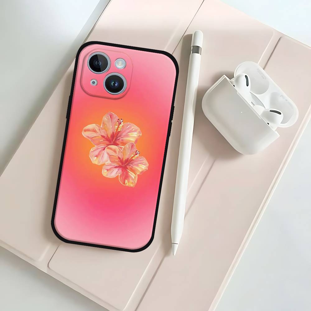 P-Peach-B-Blossom Black Phone Case That Fits For IPhone 17,16,15,11,13,14 Pro Max,Plus,X,Xr,Xs Max,13Mini
