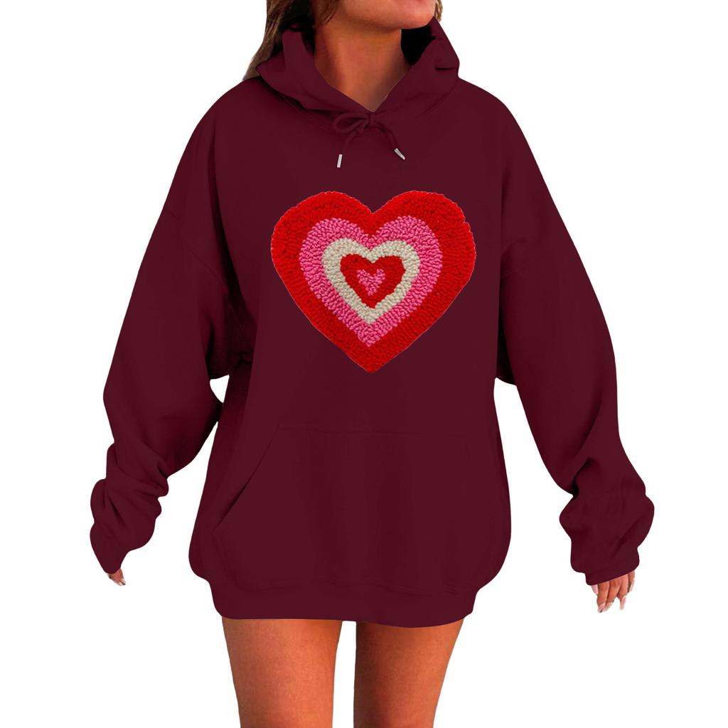 Damen Locker Bequem Lässig Modisch Liebe Aufdruck Langarm Sweatshirt