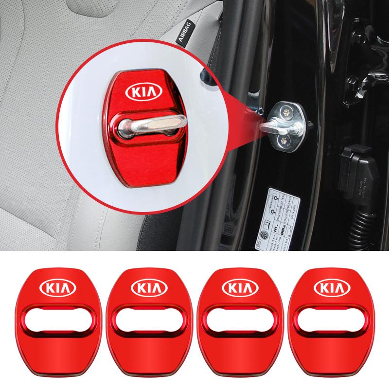 Cqgntp1 4Pcs Car Door Lock Cover Stainless Steel Protection Accessories For Kia GT-Line Sportage Ceed Rio Picanto Sorento Soul Cerato