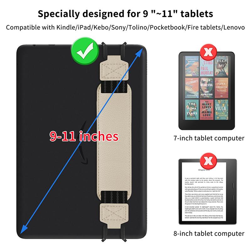 Leder Handschlaufe für 6-11" Tablet Ständer Haltegriff Sicherheit für iPad Xiaomi Samsung für Kindle Kobo Voyaga E-Reader Halter