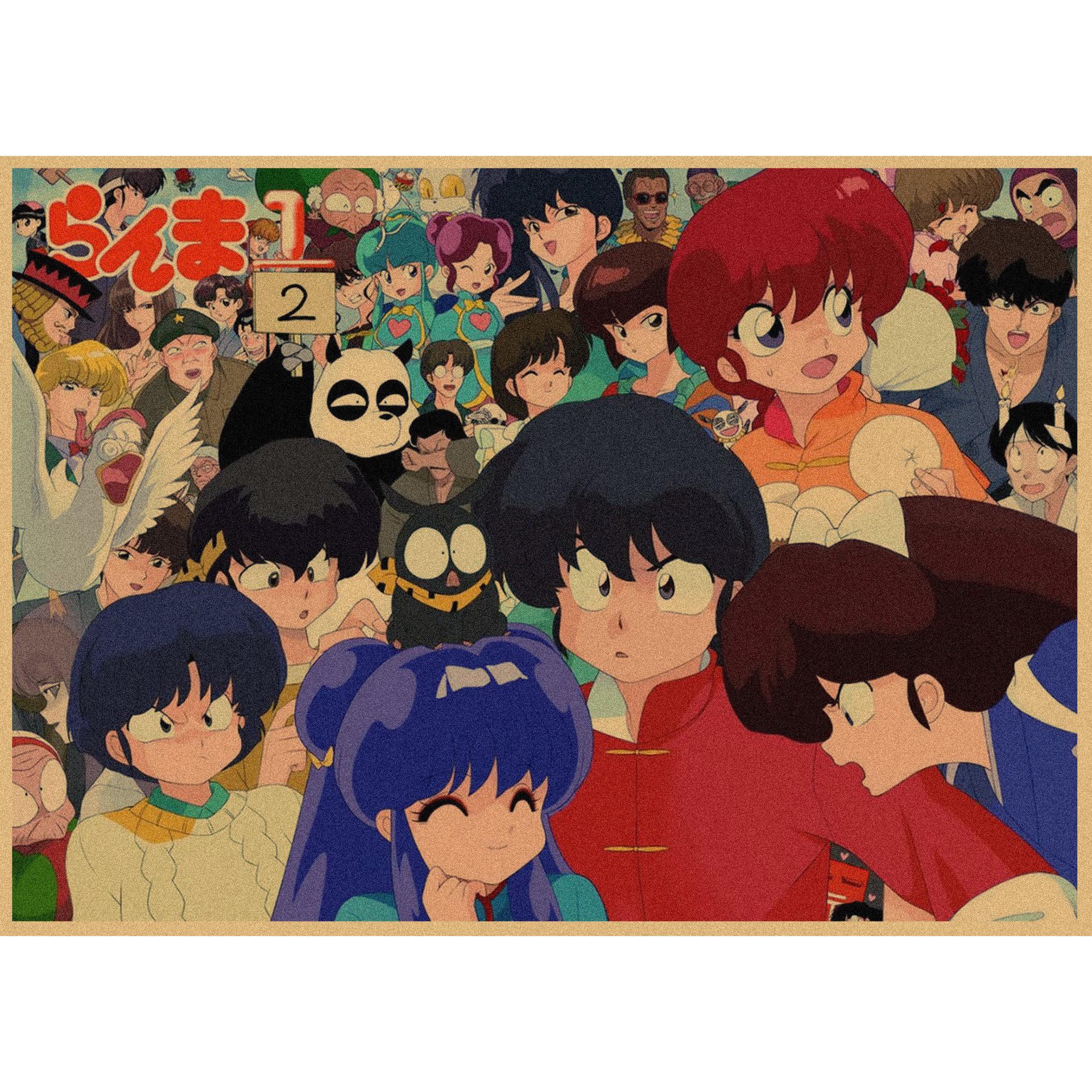 

Ретро Аніме Постер Ranma 1/2 - Настінне Мистецтво на Крафт-Папері для Декору Бару або Кафе 29.7X42cm（A3）