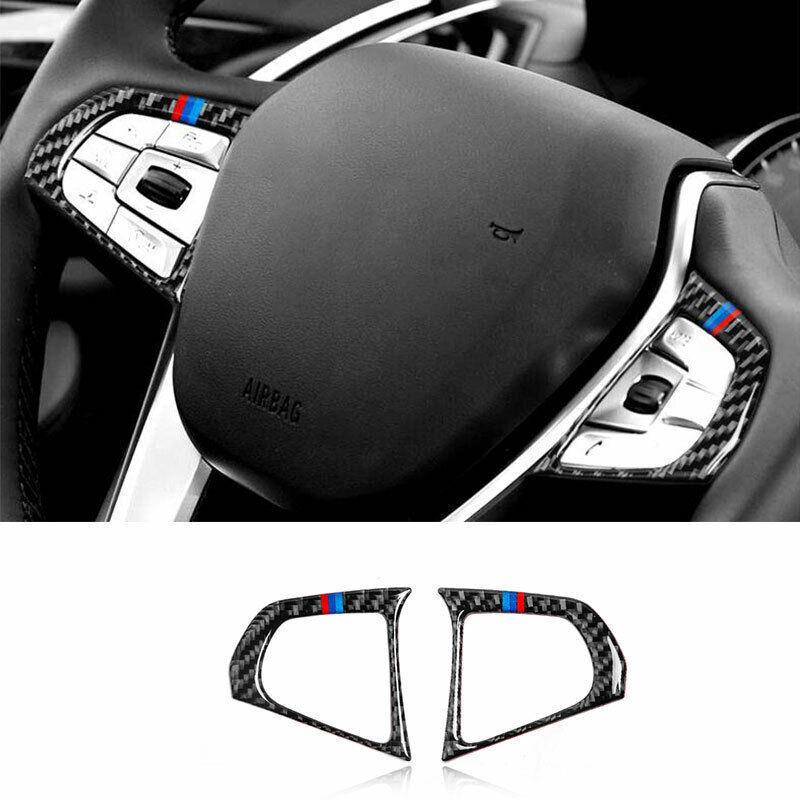 For BMW X3 G01 X4 2018- Real Carbon Fiber Steering Wheel Switch Cover Trim