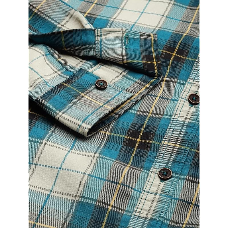 The Indian Garage Co Men s Checkered Slim Fit Shirt (1221-SH151-01_Cream XL) M белый
