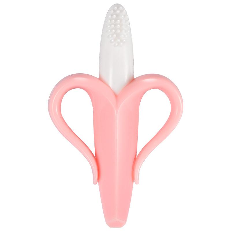 Baby Teether Silicon Tooth Gum Banana Training Toothbrush Teething Toy Soft Molar Rod Dental Glue For Baby Infant Toddler Kids