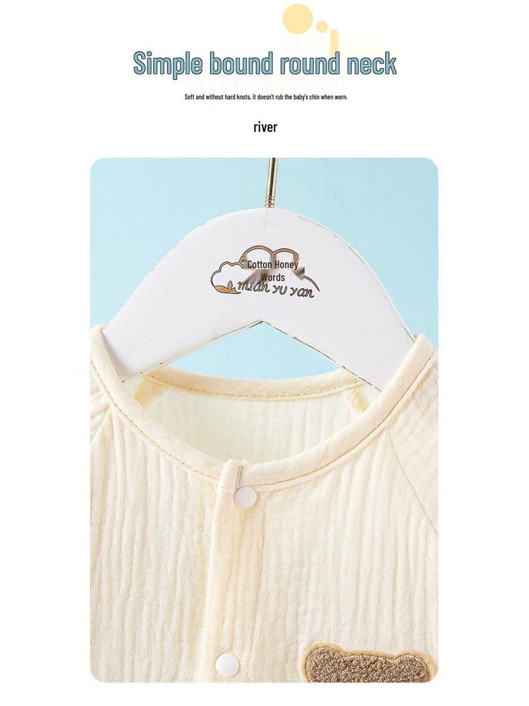 Infant Short Sleeve Summer Pajamas - Pure Cotton Gauze Baby Romper