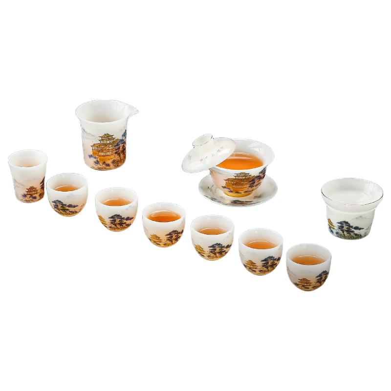 Qimingxuan Ice Jade Porcelain Kung Fu Tea Set