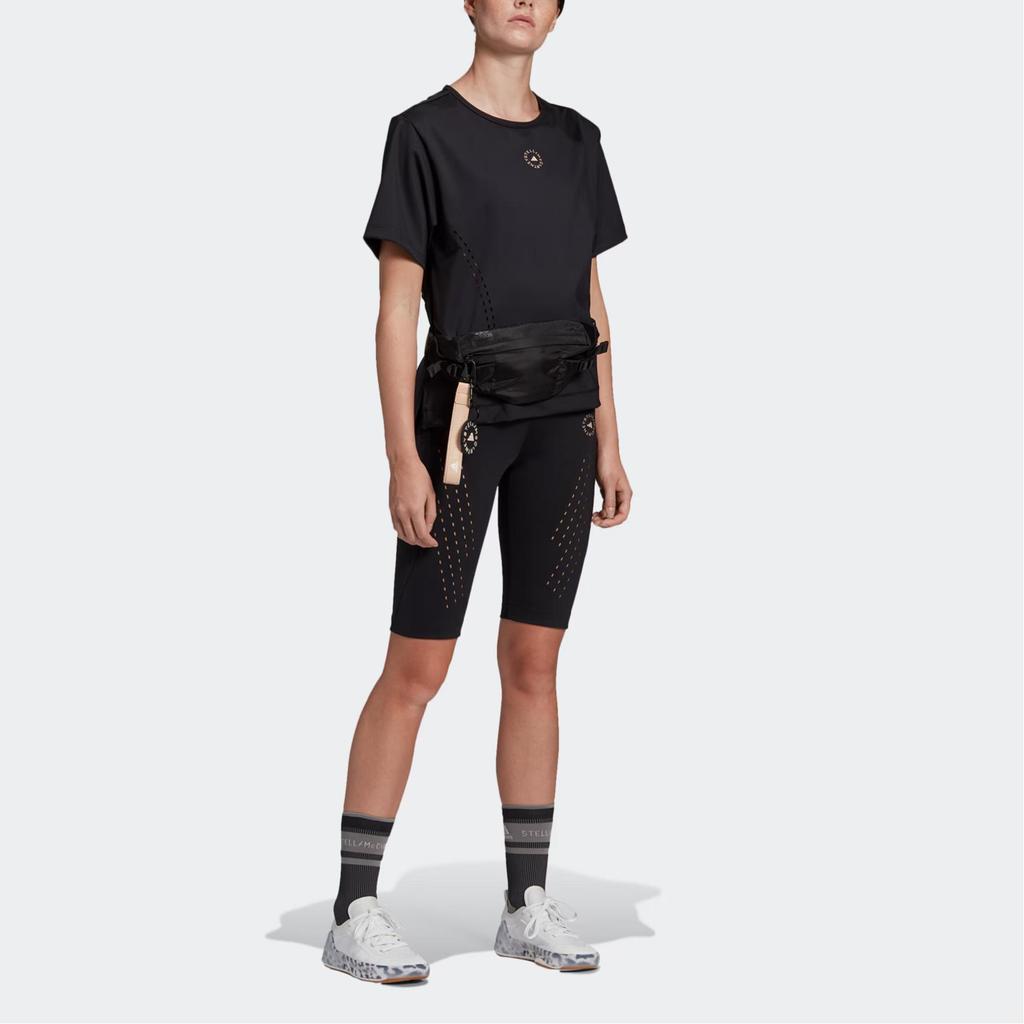 Adidas X Stella McCartney AEROREADY TrueStrength Loose Short Sleeve Tee, Women Breathable Casual Black Sports Tops FU1585