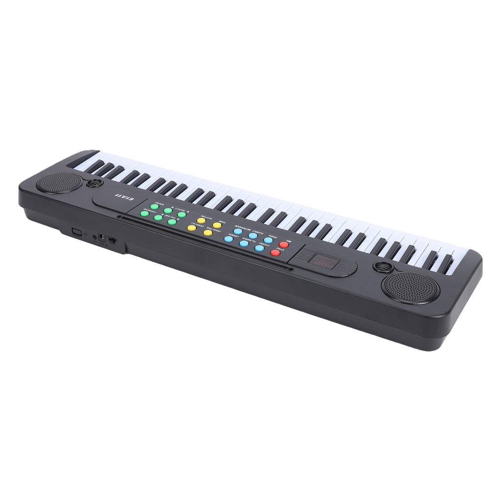 Teclado Eletrônico de 61 Teclas Piano Portátil 200 Timbres 200 Ritmos com Microfone Metrônomo Modo de Ensino para Iniciantes Casa