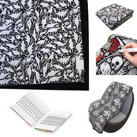 DIY Fargeleggingspledd 50" x 60" Sofapledd Vaskbart Fargelegg Ditt Eget Pledd Kunstprosjekt for Hjemmeinnredning Feriegaver Festaktivitet