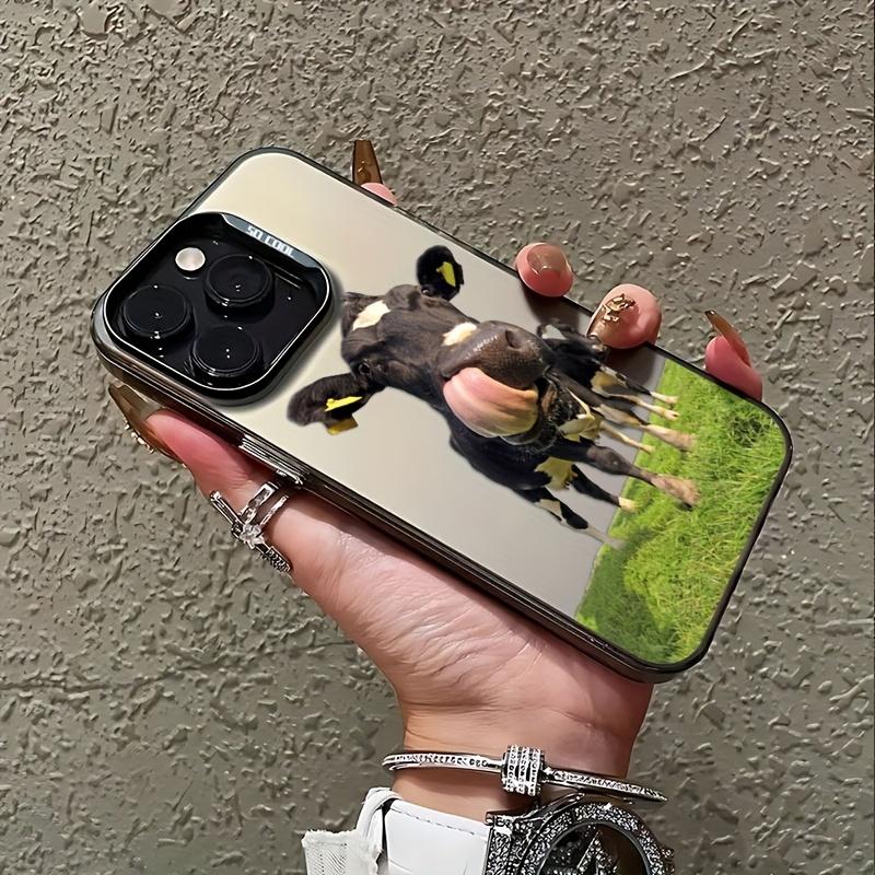 Fun Cow Pattern Phone Case Suitable for iPhone 17 16 15 14 13 12 11 Pro/Max/Plus Anti Drop and Anti Shock Back Cover