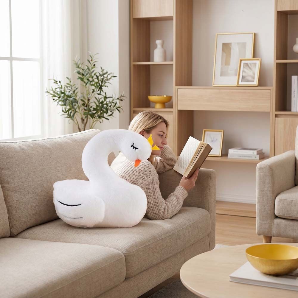 Creatief Zacht Materiaal Witte Gans Realistisch Gevuld Zwarte Eend Pluizige Simulatie Bureau Metgezel Metgezel