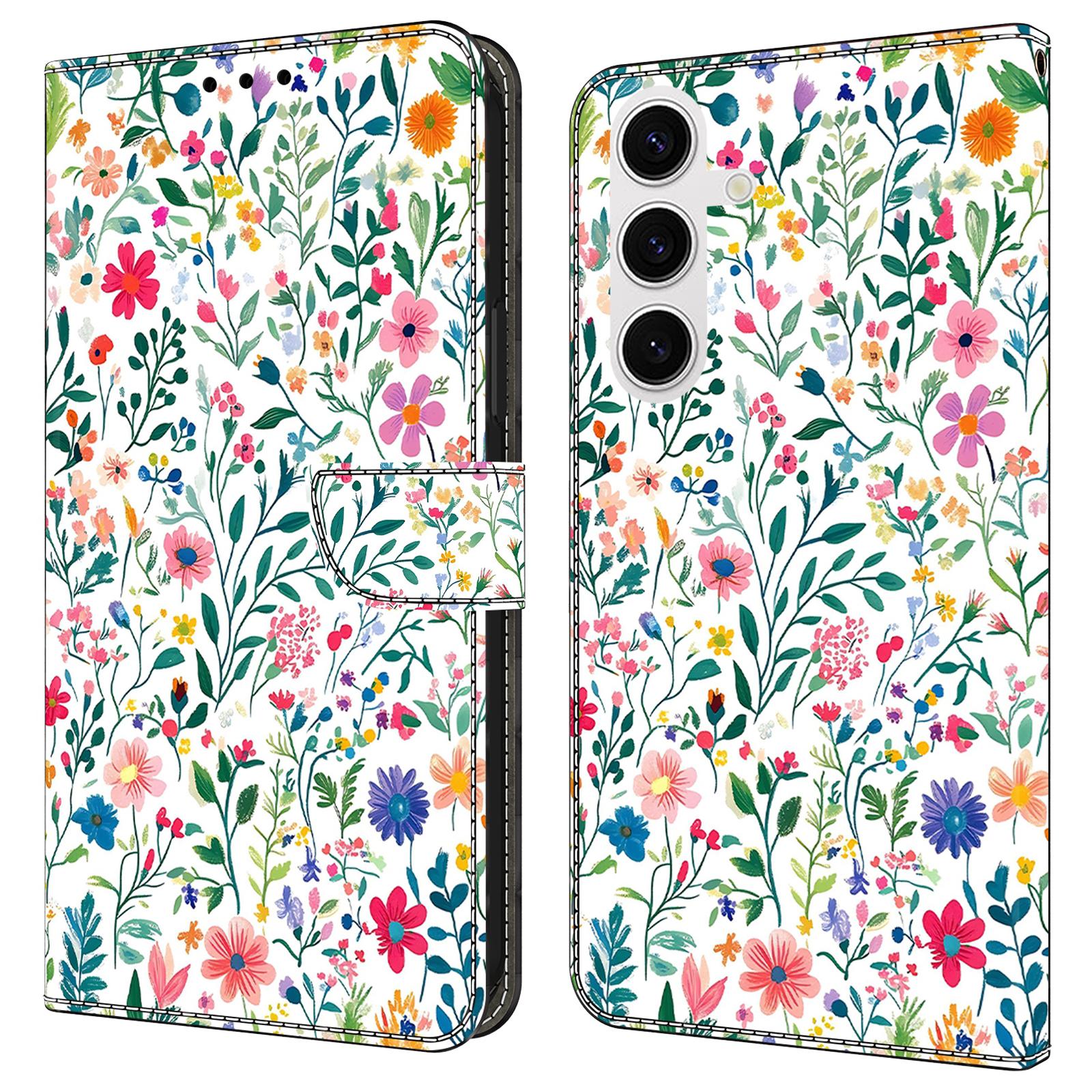 

For Samsung Galaxy S24 FE Case Wallet Stand Pattern Printing PU Leather Flip Phone Cover Small Flowerbed