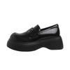 Round Head Platform Loafers Women's 2025 Spring and Summer New Leather Muffin Single Shoes Cat Whisker Black Wind Small Leather Shoes