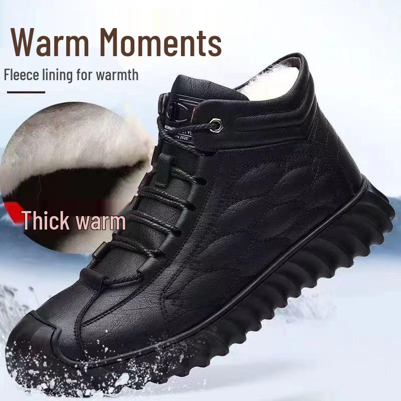 

Мужские утепленные хлопковые зимние ботинки: На флисовой подкладке, Теплые, Повседневные, На толстой подошве, Средней высоты, Нескользящие. 43 чёрный